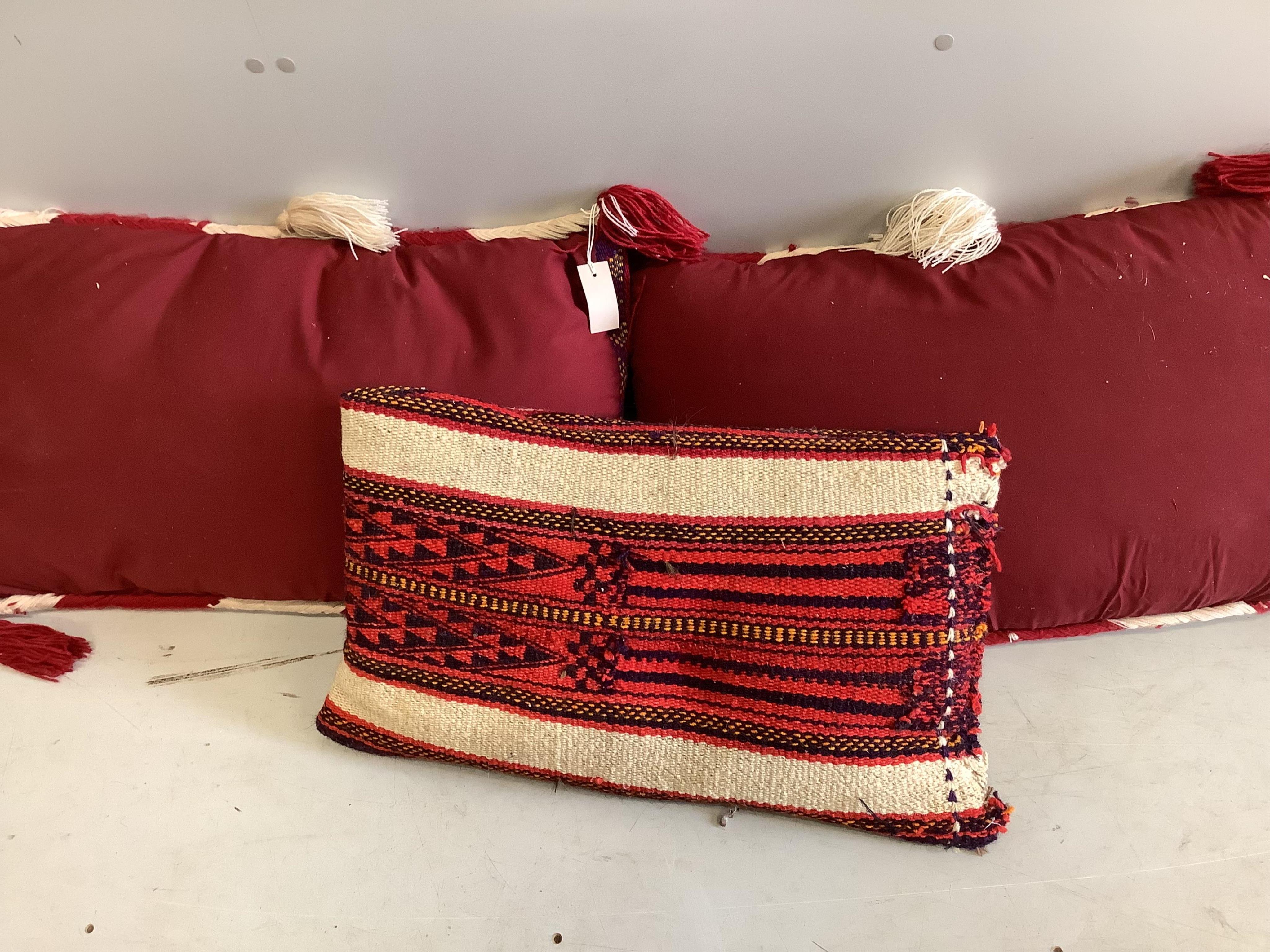 Three rectangular Kilim cushions, largest 70 x 42cm. Condition - good